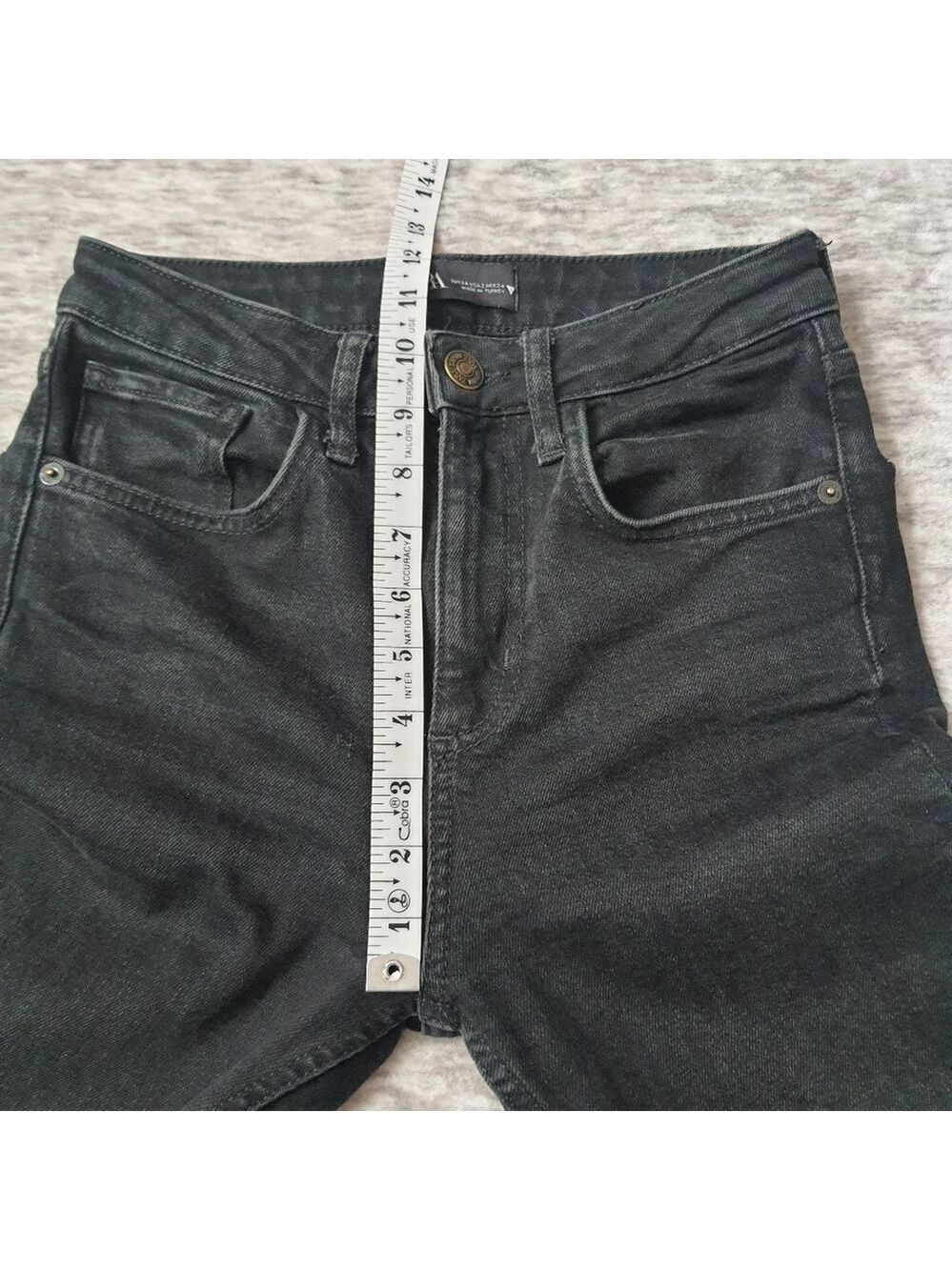 Zara Black High Waisted Straight Skinny Jeans Size 2 Raw Hem - Picture 12 of 12